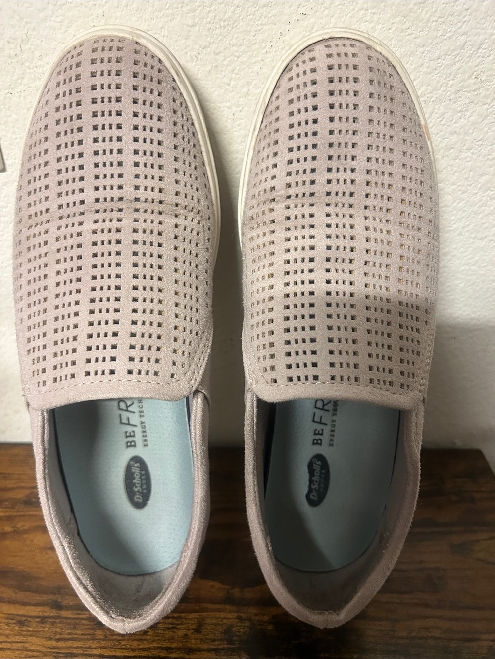 Dr. Scholl's Perforated Slip-On Loafers in Pale Pink/Lavender